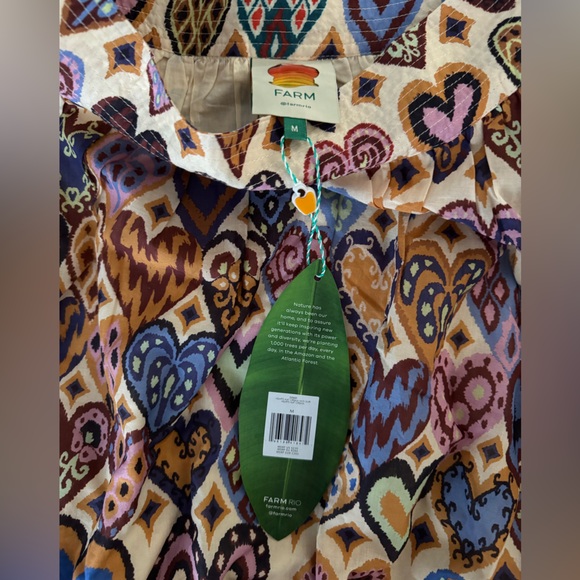 NWT Farm Rio Cream Hearts Ikat Midi Skirt - Picture 6 of 7